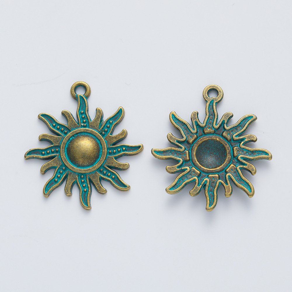 3g Weight Pendant Jewelry Making Type DIY Jewelry Accessories Classification 1 Piece Quantity Alloy Material Sun Pattern Plating Design Retro Style 1 Piece Alloy Sun Pendant DIY Jewelry Accessories 4