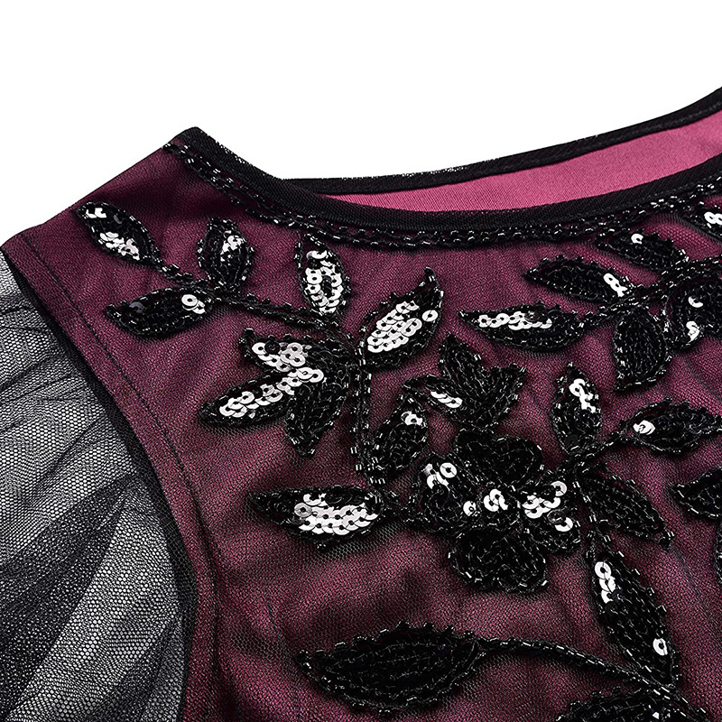 Vestido largo retro de los años 20 para mujer, estilo Gatsby, para fiesta de graduación, banquete, vestido de noche de manga corta, estilo europeo y americano GA166