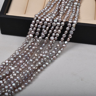 4mm Gray Small Baroque Double-Sided Natural Freshwater Pearl Necklace Bracelet Loose Beads Semi-Finished Material Accessories