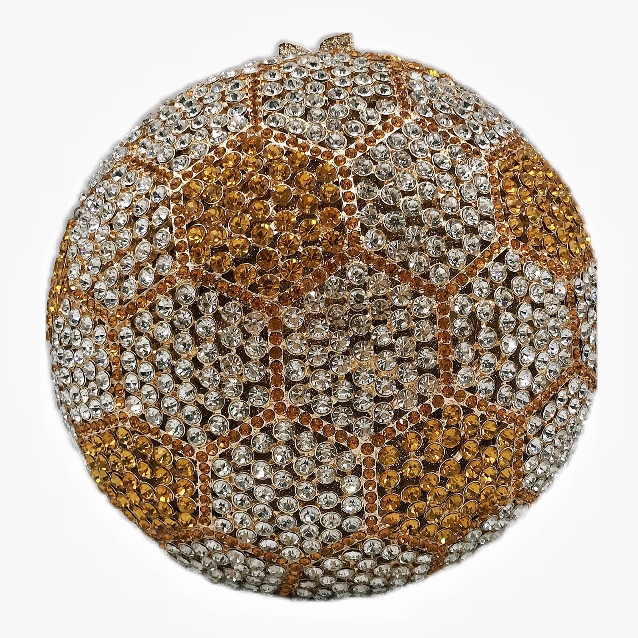 Inclinado transfronterizo nuevo bolso de diamante de fútbol para banquete de metal vacío caja dura esférica bolso de banquete de joyas bolso de mano de mujer