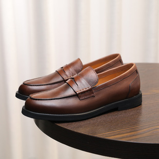 British Retro Men's Shoes Simple Cowhide Business Casual Leather Shoes Fashionable Loafers Classic Comfortable Men's Leather Shoes