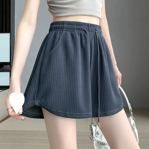 Sports shorts for girls ice silk women's summer thin Korean style high-waisted loose versatile casual a-line wide-leg hot pants