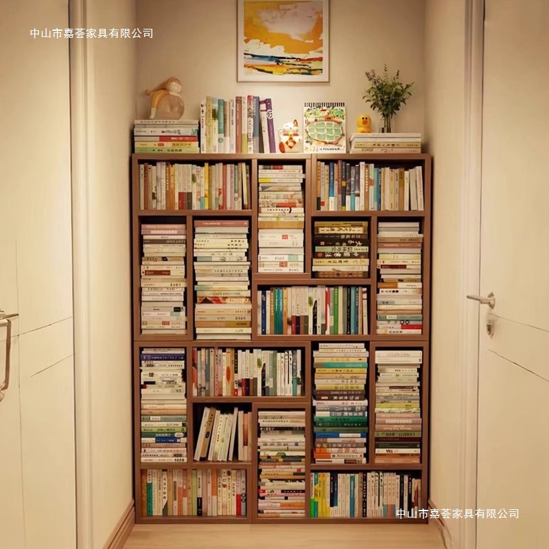 Plaid Bookcase Floor-Standing Bookshelf Free Combination with Storage Rack Home Living Room Wall Storage Cabinet Simple Low Cabinet