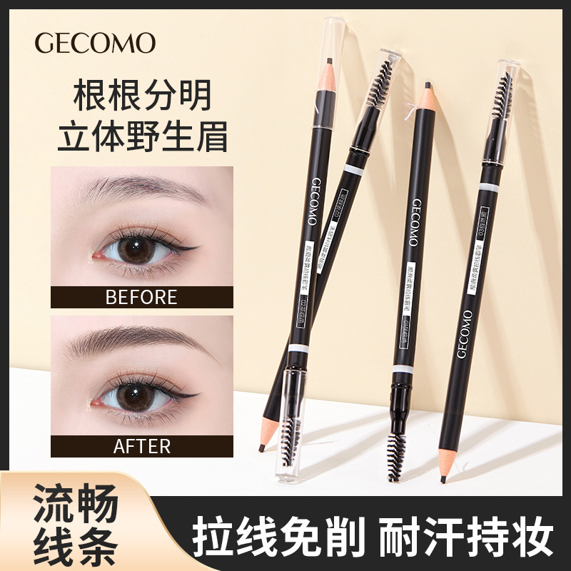 GECOMO de doble cabeza dibujo lápiz de cejas suave niebla suave maquillaje impermeable color natural-Desarrollo mamá ceja maquillaje cosméticos