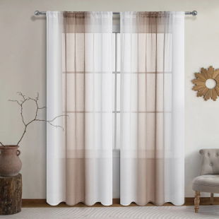 TEMU finished products on behalf of cross-border all-dolly color gradient window screen wear rod curtain semi-shading yarn curtain wholesale