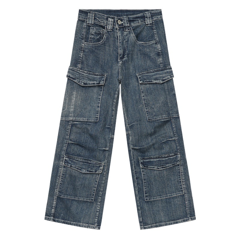 Mtlclothes ropa de Hombre | 2024 primavera nuevo diseño avanzado de moda tridimensional multi-Bolsillo ropa de trabajo jeans