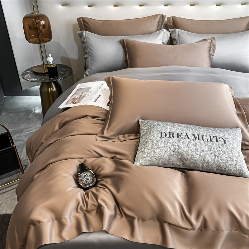 Verano 100% Tensi Juego de cuatro piezas Ropa de cama de verano de lujo ligero Funda de edredón Ropa de cama de tres piezas Ropa de cama