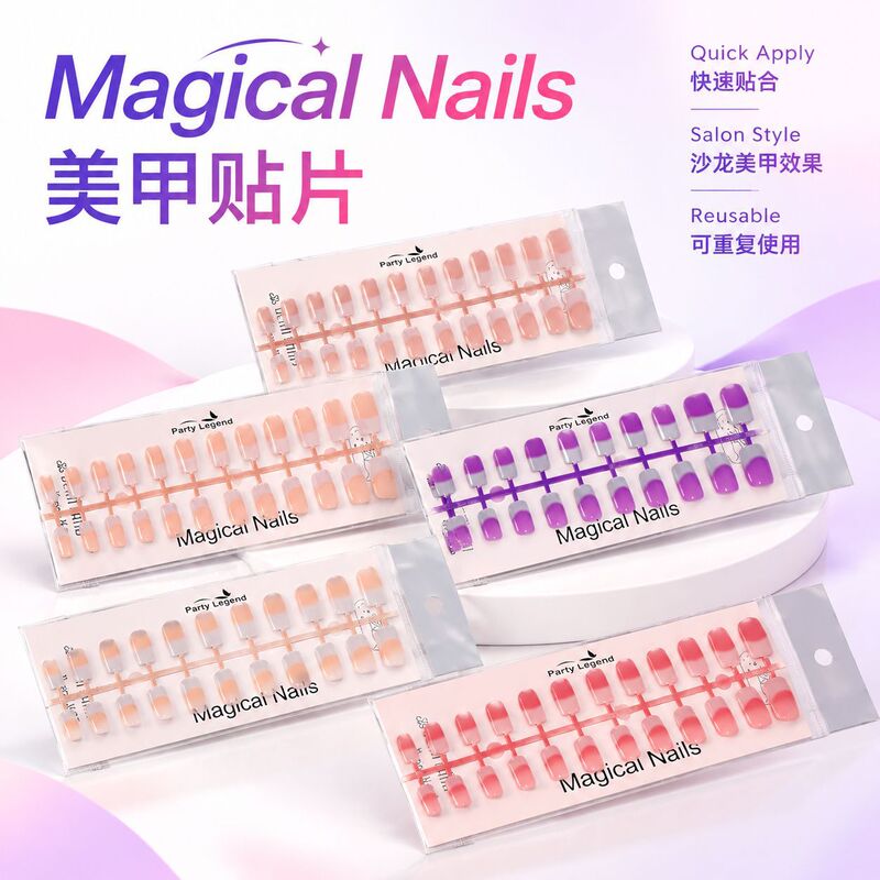 Wearable nail patches with gradient color, short transparent nail patches, fake nail patches for women, specialized for nail salons Wearable nail patches with gradient color, short transparent nail patches, fake nail patches for women, specialized for nail salons