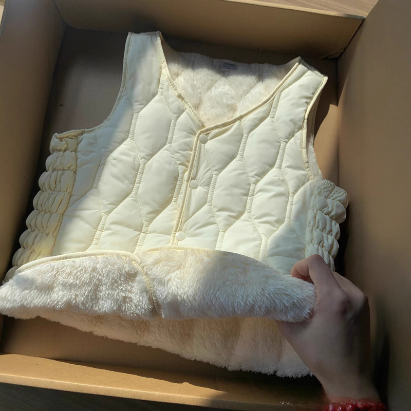 Xiaohongshu Good Quality Vest Korean Style Outer Wear and Inner Wear Fleece-Lined Thickeneded Cashmere Top Women's Warm Vest