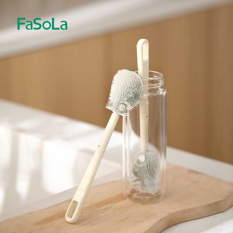 fasola household water cup cleaning brush travel portable removable soft glue cup brush kitchen kettle baby bottle brush