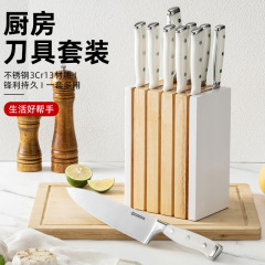 外国貿易用キッチンステンレスナイフセット11点セット、木製台座付きシェフステーキナイフセット、ギフトに最適