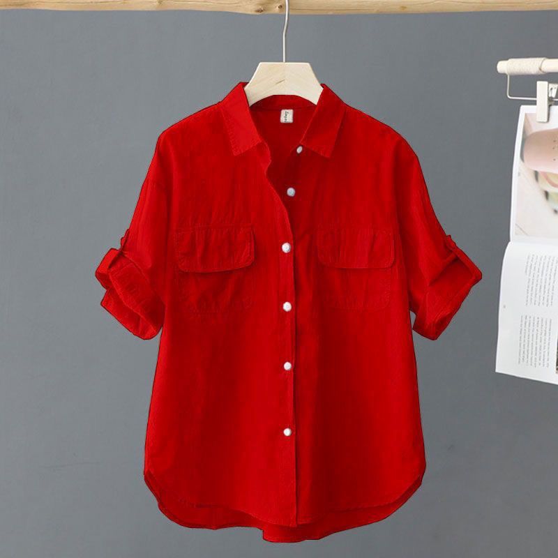 Short-Sleeved Shirt for Women, 2026 Summer New Style, Super Fairy Korean Style Solid Color Shirt, Slimming and Elegant Top Short-Sleeved Shirt for Women, 2026 Summer New Style, Super Fairy Korean Style Solid Color Shirt, Slimming and Elegant Top