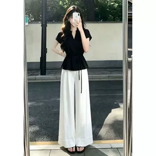 韩系复古时尚慵懒一整套针织格纹毛衣露背灰色外套开衫连衣裙套装