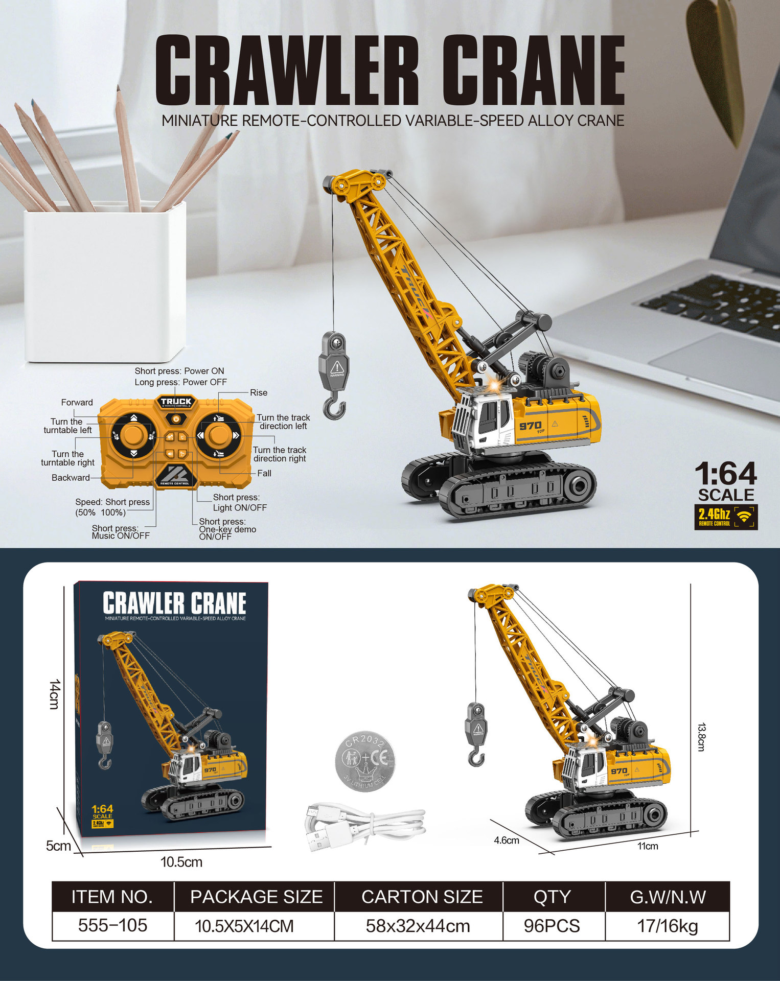 Explosiones transfronterizas de aleación a escala completa mini excavadora volcadora 1: 64 vehículo de ingeniería de control remoto para niños mini carretilla elevadora