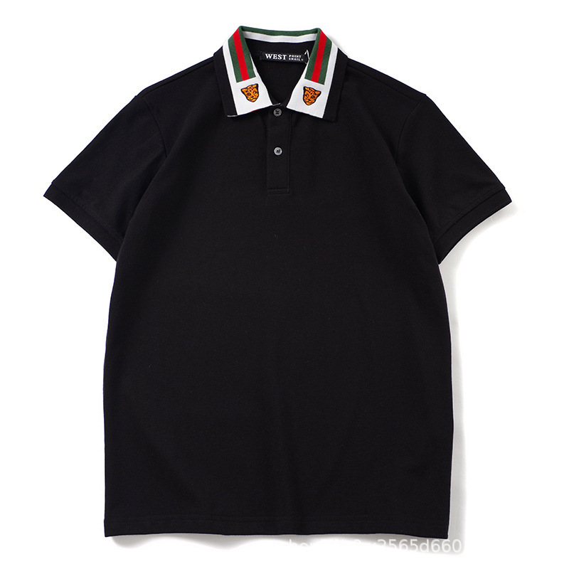 Summer Trendy Brand New Polo Shirt with Embroidered Collar, Solid Color, Loose Fit, Versatile Short-Sleeve Pure Cotton Couple's Outfit, Men's T-Shirt Ins