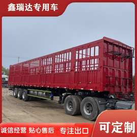 出口 13米花栏半挂车图片发往非洲口岸东南亚4桥仓栏运输半挂卡车
