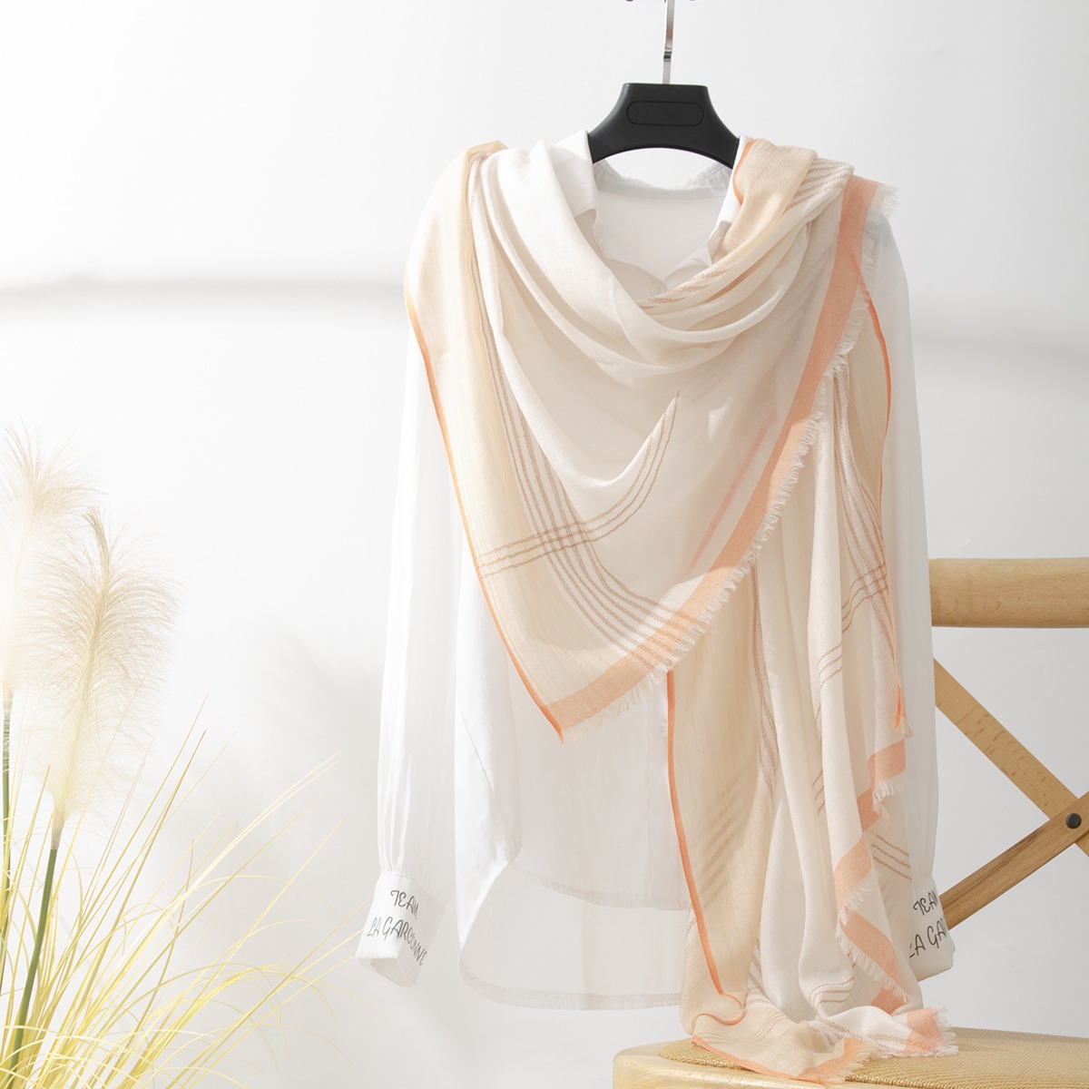 Mongolia Interior Lana soluble en agua a cuadros teñidos en hilo, otoño e invierno, bufanda ligera, chal, contraste, fábrica de cachemira para damas