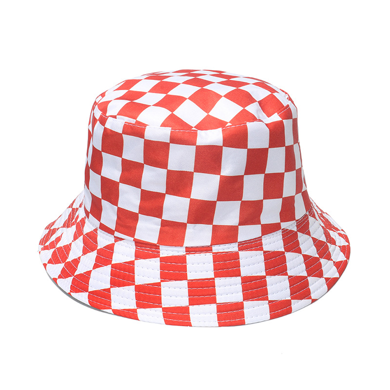 Unisex Fashion Lattice Sewing Flat Eaves Bucket Hat display picture 6