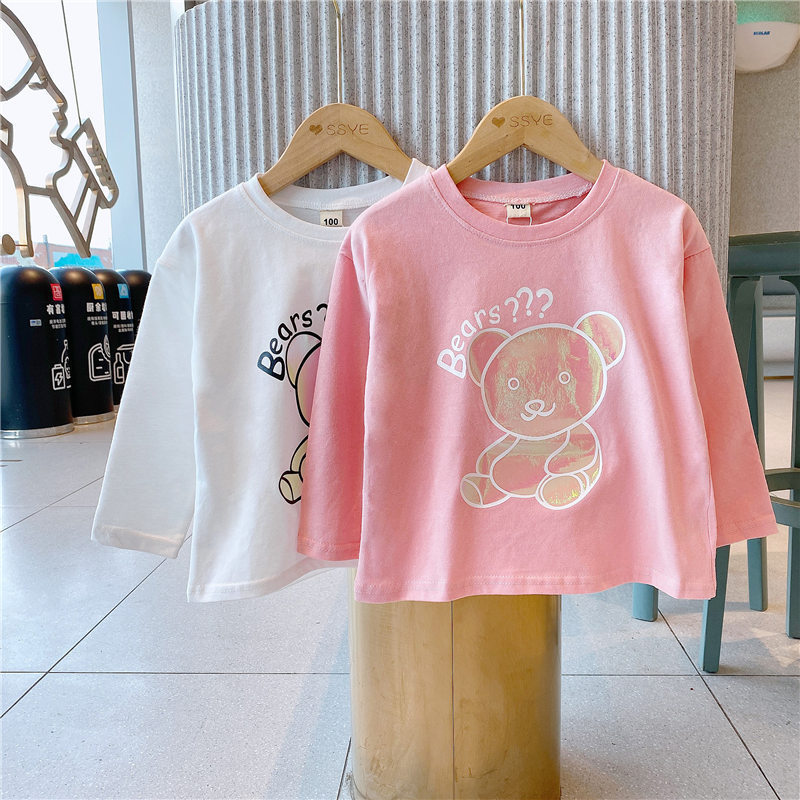 宝妮茵2021春装新款女童打底衫长袖卡通变色贴上衣 AQ512|ms