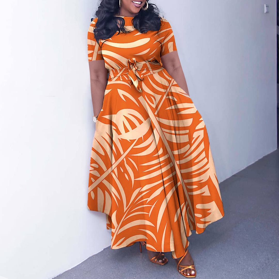 476g Weight Maxi Long Dress Dress Length Type Short Sleeve Sleeve Length Princess Dress Dresses Type Regular Sleeve Sleeve Type Spandex, Polyester Fabric Type Mid Waist Waist Line Holiday, Daily Occasion Round Neck Neckline Slim Fit Type Printing Pattern All Seasons Season Printing, Contrast Binding Design Casual, Vacation Style Wholesale Casual Vacation Printing Contrast Binding Printing Holiday Daily Round Neck Short Sleeve Princess Dress 9