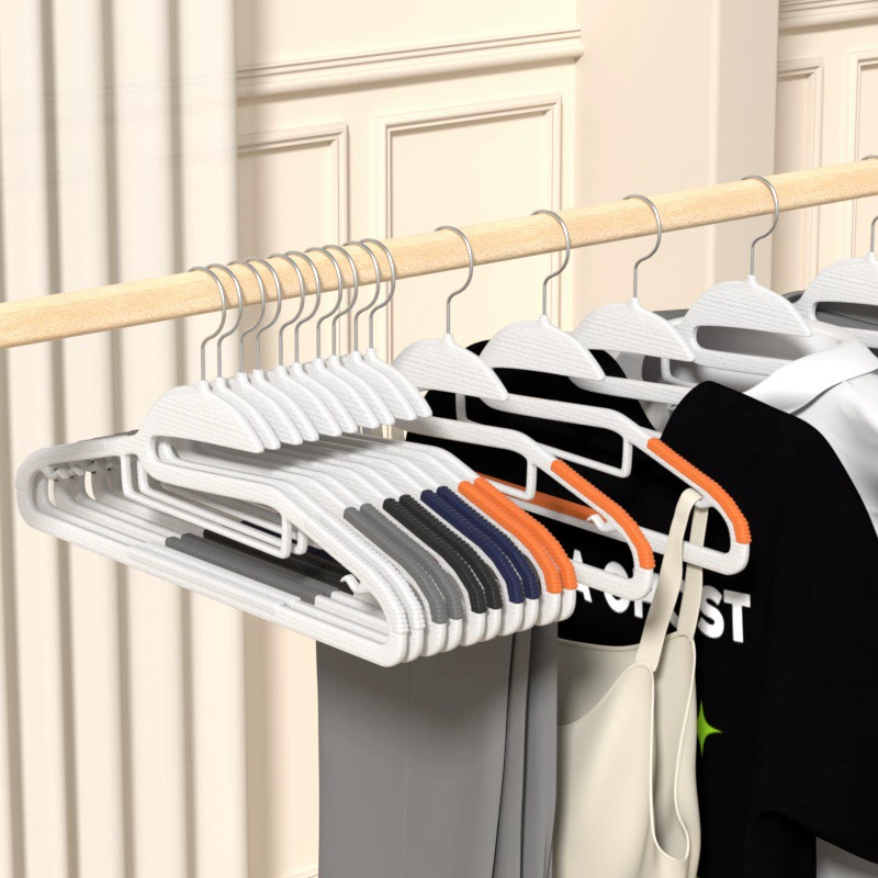 Вешалка для одежды с защитой воротника, нескользящая, толстая, бесследная вешалка для одежды, отверстие для дома, многофункциональная пластиковая вешалка для одежды с рыбьим ротом