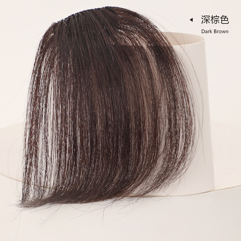 Honxiu Choice-手織りリアルヘアナチュラルエアバングミニ軽量斜め前髪ウィッグピース女性用、曲率付き|undefined