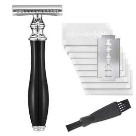 亚马逊同款男士铜质手动老式刮胡刀剃须刀金属剃刀刮毛刀双面刀片