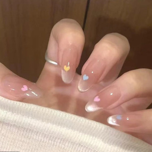 Sweetheart Cat Eye Handmade Wearable Nails High-End Spring and Summer Popular Ice Transparent Ins Style Gentle Whitening Manicure Wholesale