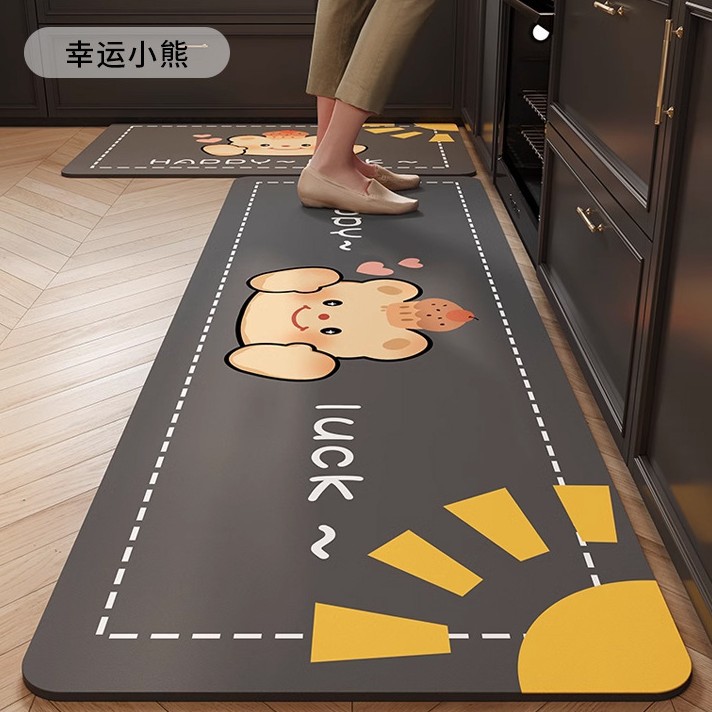 Cojín de cocina de dibujos animados resistente al desgaste resistente a la suciedad fácil de cuidar alfombra de barro de diatomeas absorción de agua absorción de aceite secado rápido cojín antideslizante doméstico