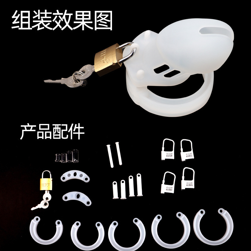 Male Chastity Cage Lock, Silicone Birdcage Short Design, Adult Training Device — detail image 3
