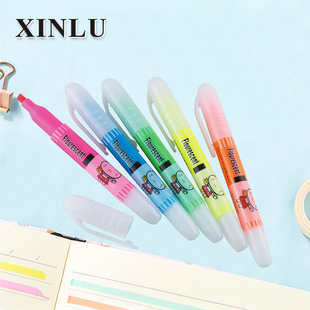 Candy color rabbit fluorescent oblique head student marking pen student key Mark 5 color fluorescent pen learning marker pen