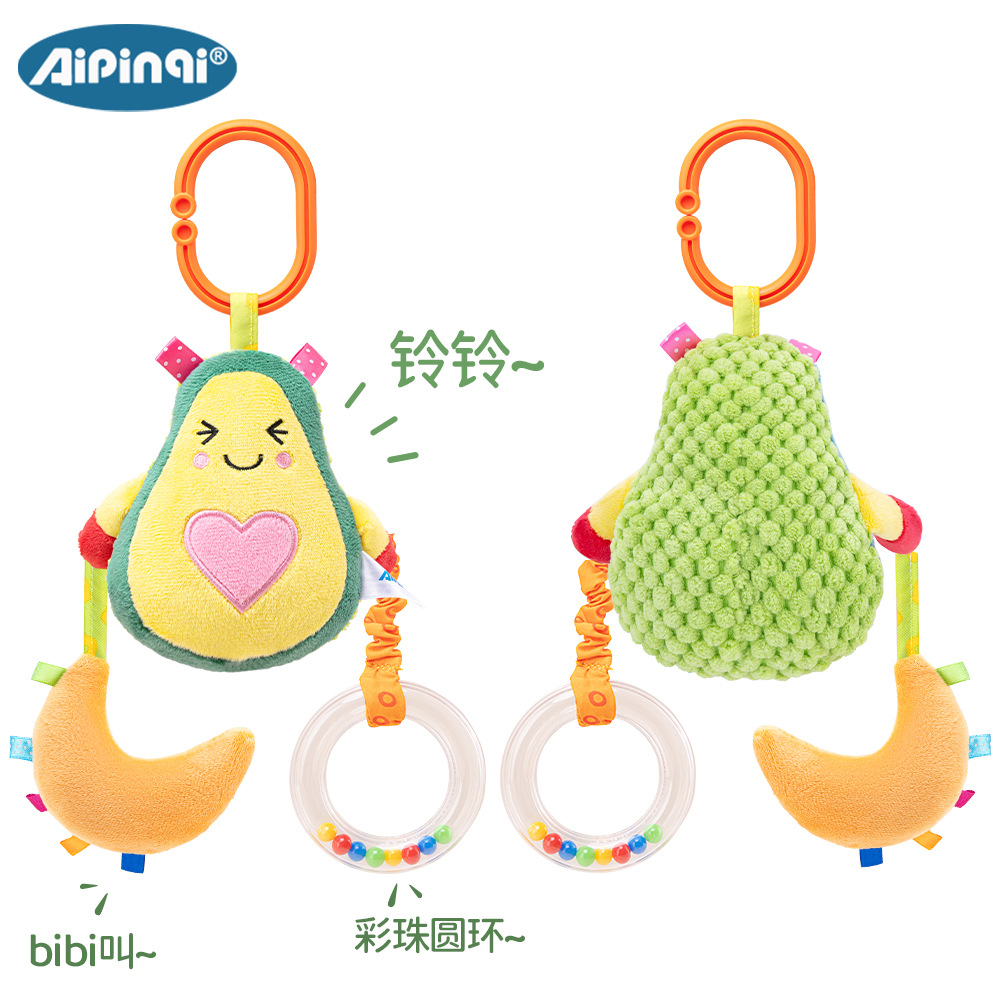 Nuevo juguete colgante de frutas para bebé, juguete de campana para carrito de bebé, juguete colgante de frutas de peluche para cuna, venta al por mayor en stock.
