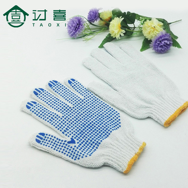 Thickened anti-slip glue labor protective gloves, handling cotton wire protective gloves, breathable workshop point-molded gloves, labor protection supplies