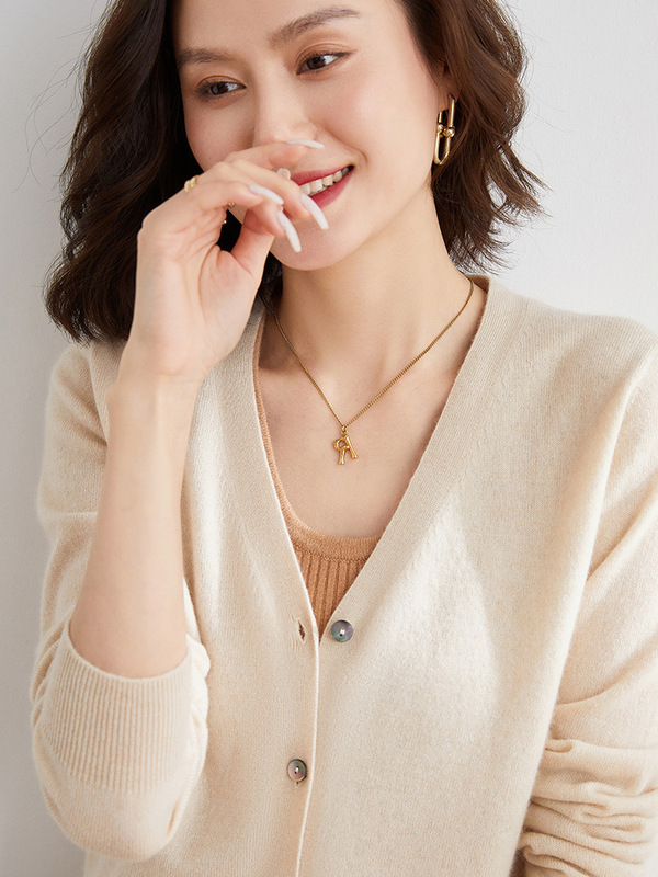 2025春秋克莱因蓝V领针织开衫女毛衣外套薄宽松大码纯色外搭上衣|undefined