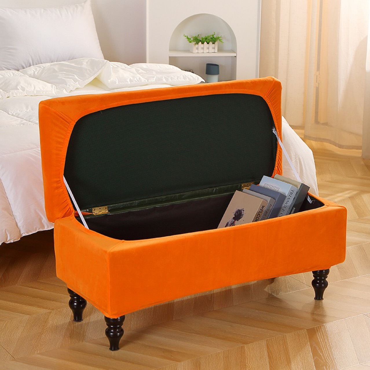 New Amazon Silver Fox Velvet Flip Cover Footrest Dust Cover Tiger Chair Footrest Cover Storage Stool Cover