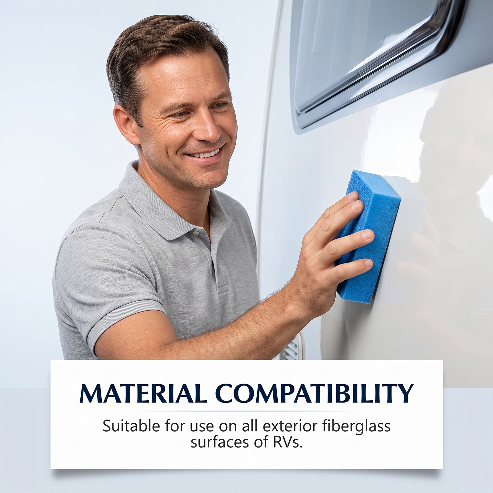 RV fiberglass exterior polish: RV body glass cleaner, polisher, brightener, and protective coating for maintenance