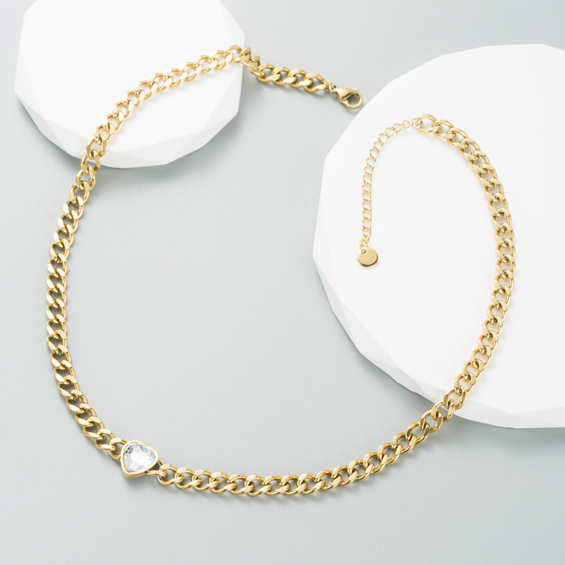 Fashion Cross Star Titanium Steel Necklace Splicing Plating Rhinestone Stainless Steel Necklaces_colorza_6