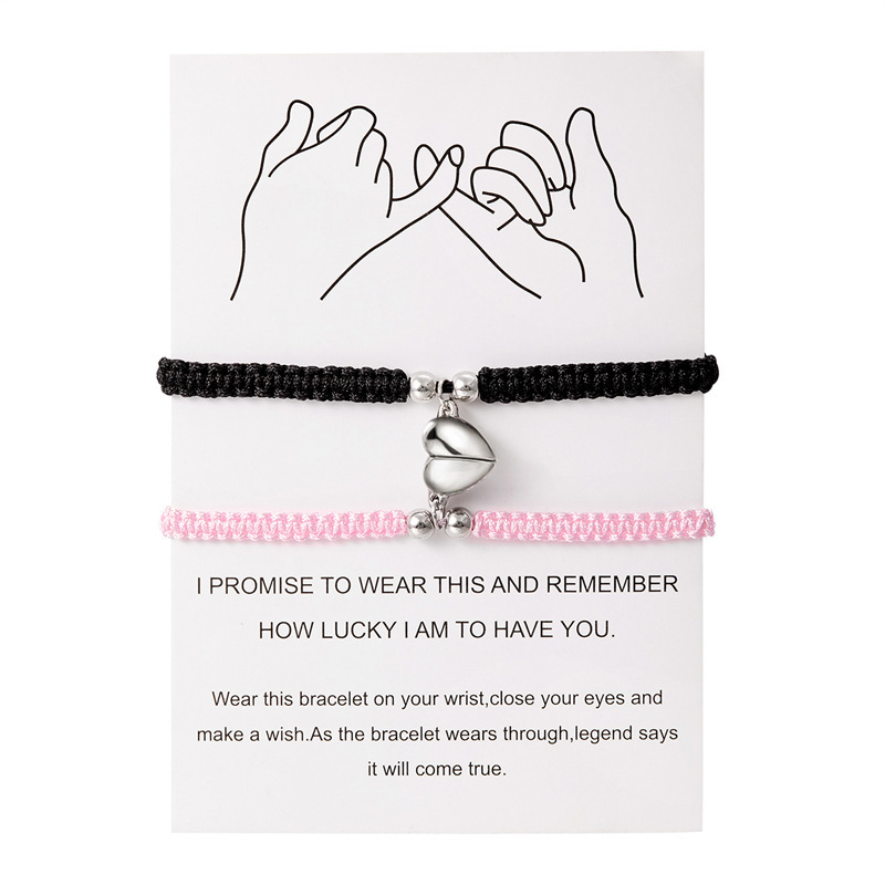 Cross-border new magnetic suction bracelet two wishful stone lovers splicing magnetic love adjustable bracelet wholesale