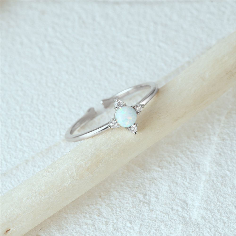 4g Weight Zircon Inlay Material Open Rings Classification Adjustable Ring Size 1 Piece Quantity Daily Occasion 925 Sterling Silver Material Geometric Pattern Women's Gender Plating, Inlay Design Simple Style Style 925 Sterling Silver Zircon Geometric Open Rings 36