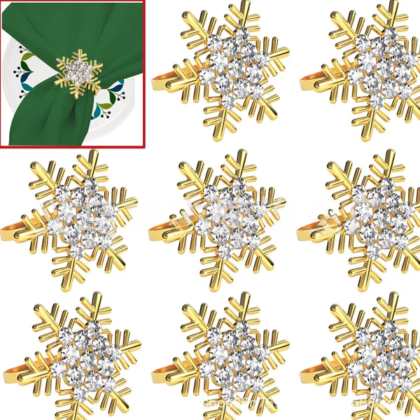 Factory Direct Sales Christmas Alloy Electroplated Snowflake Napkin Ring Metal Christmas Fawn Napkin Buckle