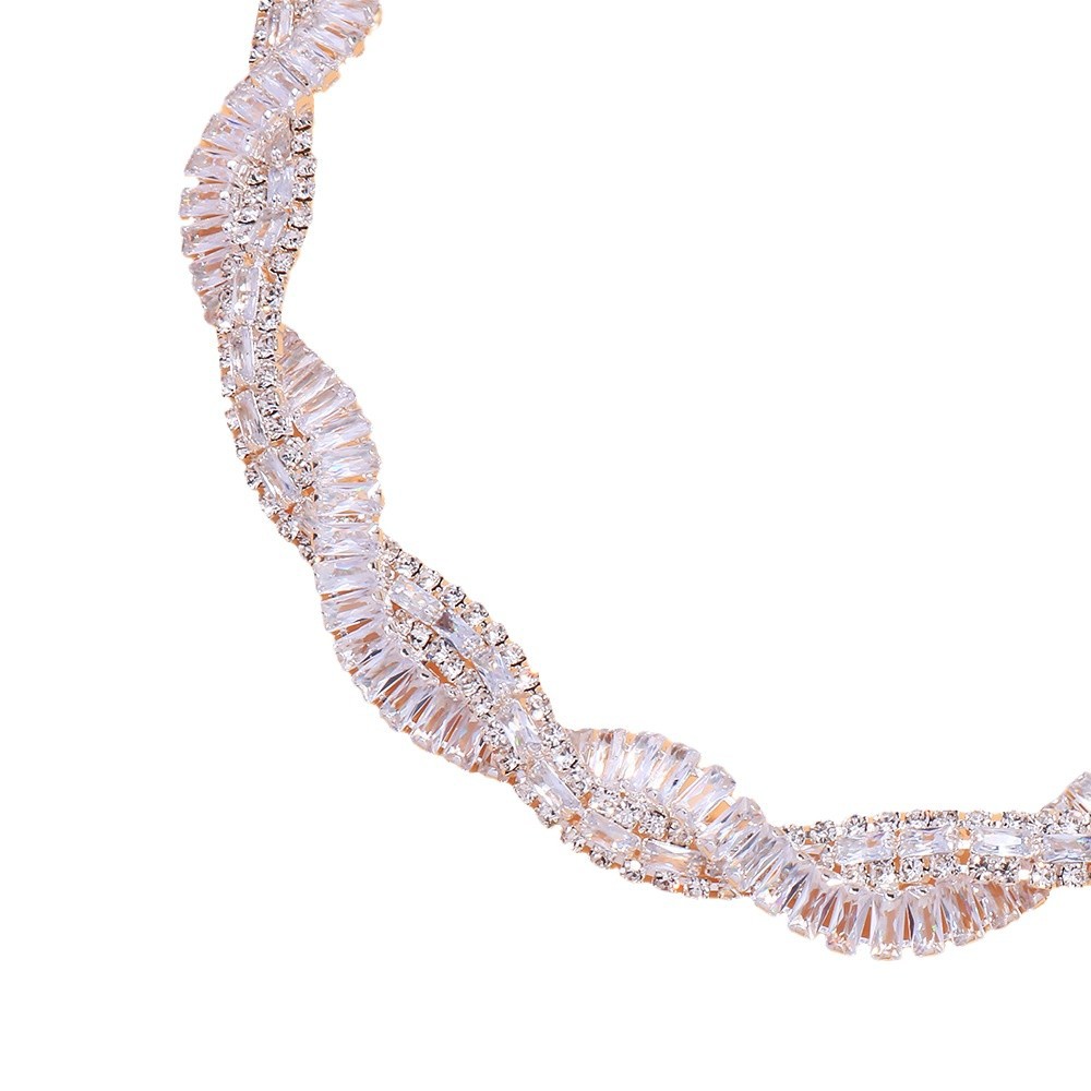 Joyería de moda europea y americana, abrazaderas de orejas cuadradas sin agujeros de orejas, cadena de zircon, joyería de temperamento, conjunto de joyería