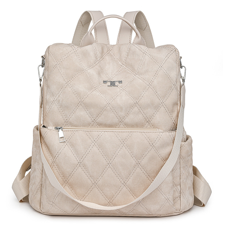 Nueva mochila de cuero suave antirrobo para mujer de gran capacidad y moda Lingge al aire libre mochila de doble uso para viajes ligeros al por mayor