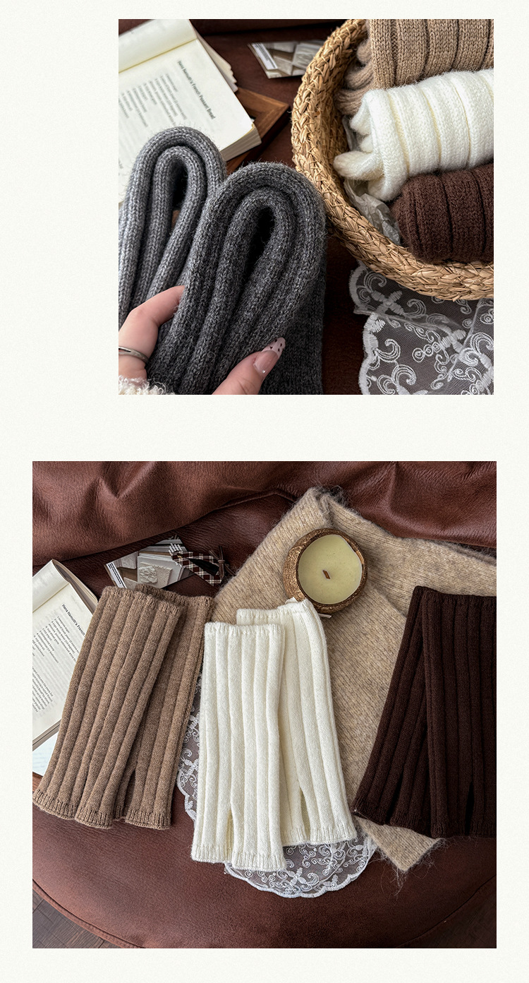 Kadınlar İçin Bacak Isıtıcıları Bootshang Pamuklu Çoraplar Genişletilmiş Düz Renk Yığın Çoraplar Retro Dikey Çizgili Bölünmüş Örme Sıcak Baldır Kalın Bacak Kolları_voghion.com