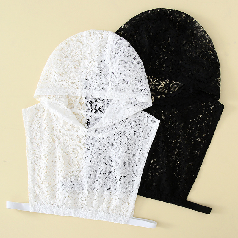 White lace all-match fake collar women's sweater hooded fashion Hollow shirt bottoming decorative fake collar