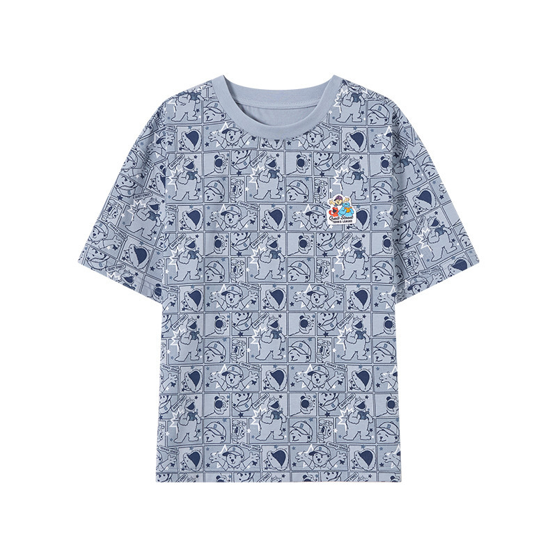 ボーイズ半袖 Tシャツ 2025 夏アイスコットン T ソフトワックス状通気性ファッションフルプリント子供カジュアルトップ|undefined