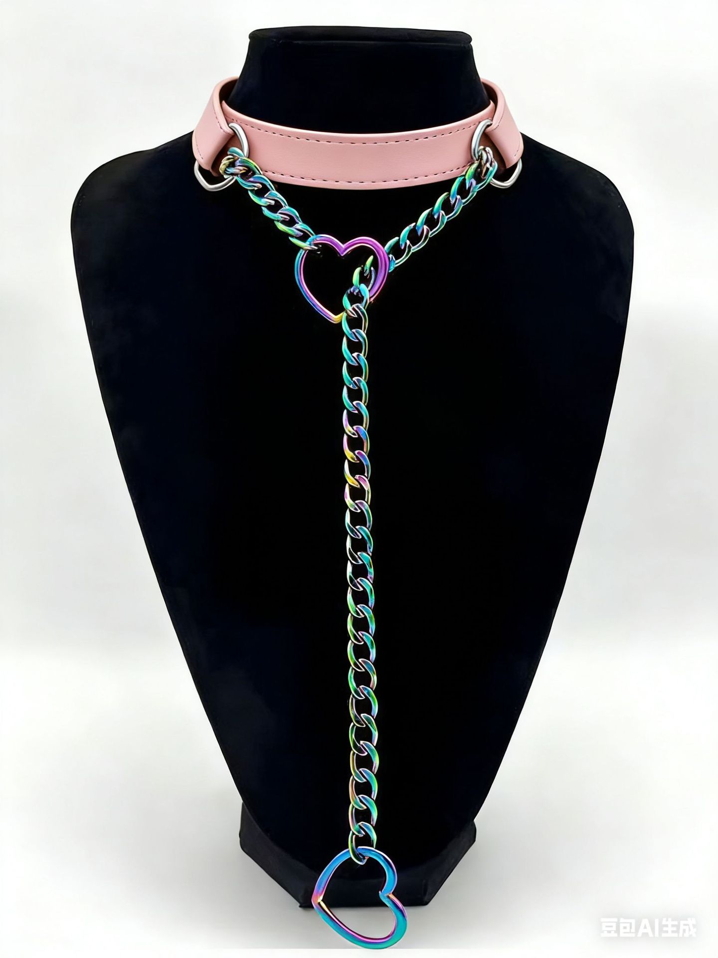 핑크 가죽 컬러 체인