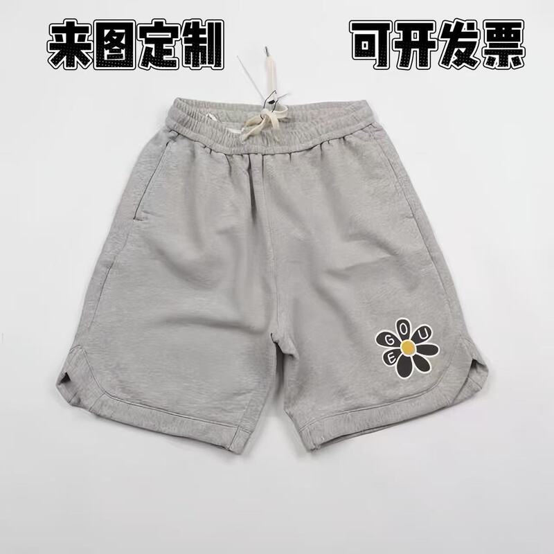 Cross-Border Summer Loose Casual Terry Shorts, Trendy Sports Shorts for Men and Women, Heavyweight Five-Point Pants, Gray Casual Home Pants