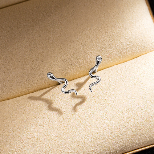 Under the Banyan Tree S925 silver snake-shaped earrings for women simple niche design small snake earrings small cute earrings new trendy