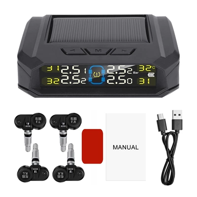 New tire pressure monitor solar Tire pressure monitoring system - built-in-buzzer