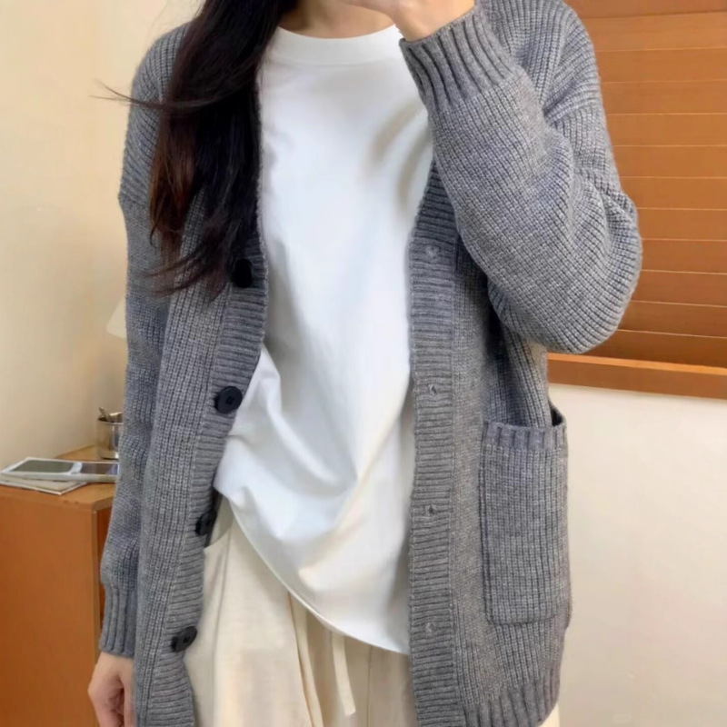 正肩纯棉长袖T恤女春秋内搭纯色打底衫宽松百搭上衣简约休闲体恤|undefined